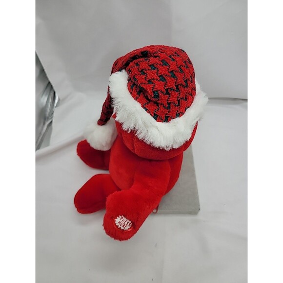 Vintage Smile Happy Face Giggle Plush Red With  Santa Hat 12" NOT WORKING - Picture 7 of 16